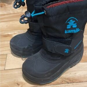 Kamik Black and Blue Kids Snow Boots